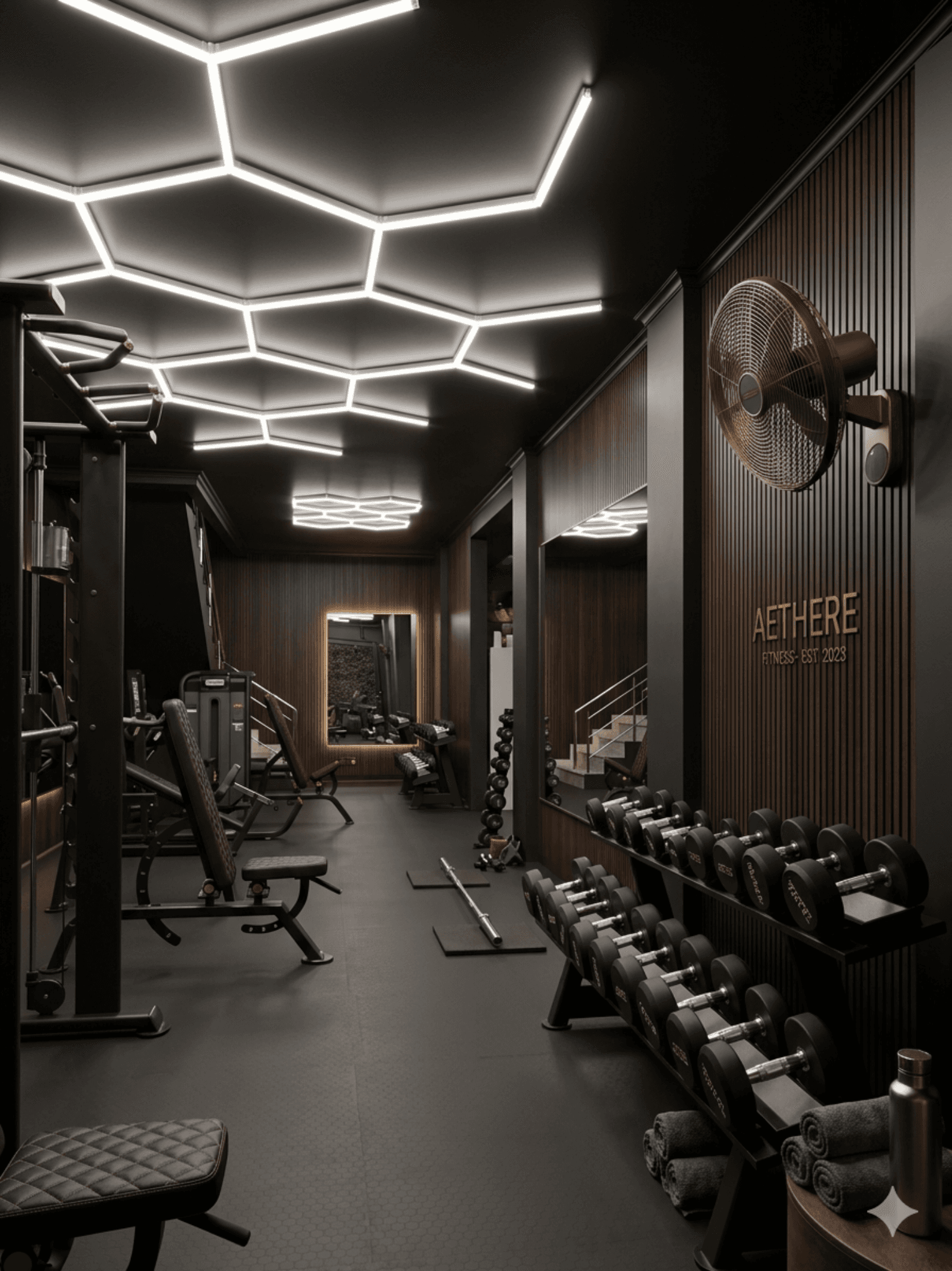 Area gym FullHouse GYM dengan alat lengkap dan member berlatih